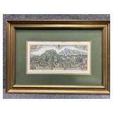 "Salzburg" Handcolored Etching Signed Hannes