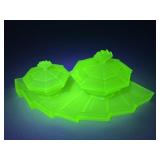 Vaseline Glass Vanity Set