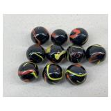 Vintage Cadmium Swirl Marbles/ 10 pc