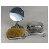 Mirror/Brush/Wilcox Silver Plate Trinket Box
