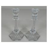 Pair of Val St. Lambert Crystal Candle Holders