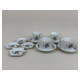 Porcelain Tea Cups, Saucers, Ashtrays / 12 pc