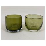 Green Glass Votives / 2 pc