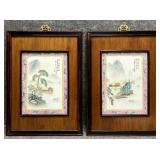 Pair of Glazed Porcelain Asian Artwork