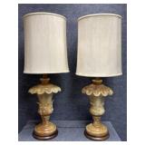 Pair Of Tall Honey Onyx Urn-Style Lamps / 2 pc