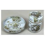 Gold Imari Hand Painted Trinket Dish & Lidded Jar