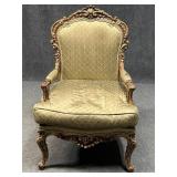 French Rococo Style Gilt Wood Carved Armchair