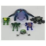 Glass & Ceramic Frog Figurines / 6 pc