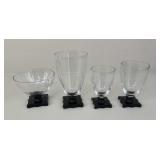 Clear Glass Stemware w / Black Glass Base