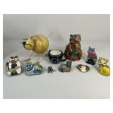 Cat Figurines & Mug: Ceramic, Stone, Metal +