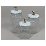 Glass Canisters W/ Pumpkin Lids / 3 pc