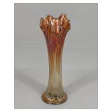 Marigold Carnival Glass Swung Vase