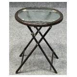 Folding Metal Table w/ Glass Top