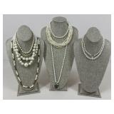Faux Pearl Necklaces / 9 pc