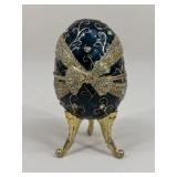 Fabergï¿½ Style Enameled Egg Musical Trinket Box