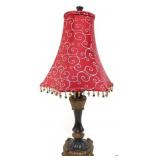 Ornate Resin Lamp W/ Red Shade