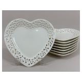 I. Godinger & Co. Cream Lace Heart Plates / 8 pc