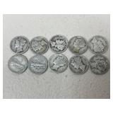 1935 Mercury Dimes / 10 pc