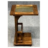 Wood & Stone Side Table W/Storage