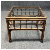 Bamboo End Table W/Glass Top