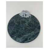 Arthur Court Footed Metal & Stone Cheese Board