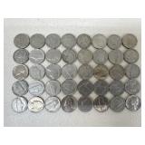 Pre 1964 Jefferson Nickels / 40 pc