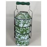 Vintage 4-Tier Enamelware Stacking Lunch Carrier