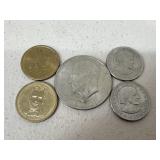 Five Piece One Dollar Coins