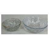 Glass Bowl w/Fruit Design & Pressed Glass Bowl