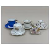Porcelain Demitasse Cups & Saucers / 5 Sets