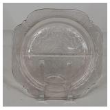 Vintage Pressed Pink Glass Divided Dish