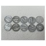 1940 Mercury Dimes / 10 pc