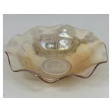 Vintage Marigold Carnival Glass Ruffled Bowl