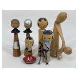 Vintage Japanese Kokeshi Dolls / 6 pc