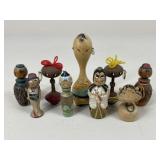 Vintage Kokeshi Dolls / 9 pc
