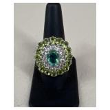 Sz 9 Sterling Silver & Stone Ring