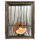 Vintage Mixed Media Painting with Fabric Dress