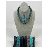 Beaded Bracelets, Necklace, & Earrings