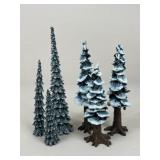 Dept 56 Village Pole & Pencil Pine Trees / 6 pc