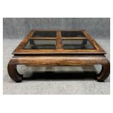 Wood Coffee Table w/ Glass Insets