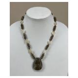 Beaded Stone Necklace w/ Sterling Silver Clasp