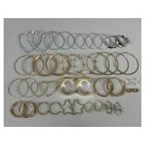 Silver & Gold Tone Earrings / 21 pairs