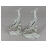 Pair Of Lenox Diving Dolphin Porcelain Figures