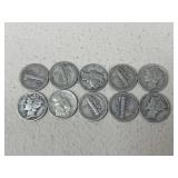 1941 Mercury Dimes / 10 pc