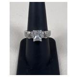 Sz 8 Sterling Silver Ring W/ Stones