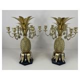 Pair of Brass Pineapple Candelabras