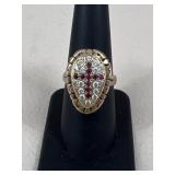 Sz 8 14k Gold & CZ Cross Ring