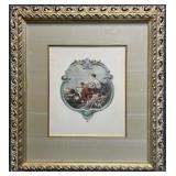 Hand Colored Rococo Etching Print