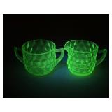 Vaseline Glass Creamer & Sugar Bowl