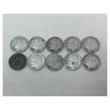 1962 Roosevelt Dimes / 10 pc